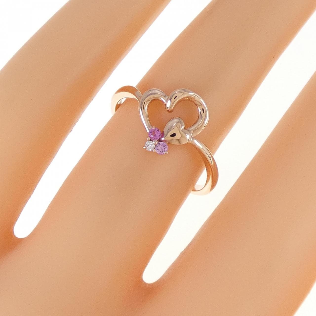 K10PG ハート サファイヤ リング 0.03CT