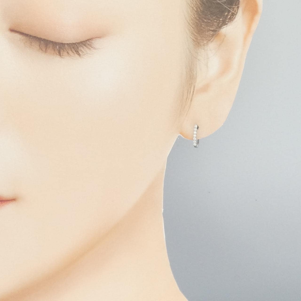 K18WG ダイヤモンド ピアス 0.08CT