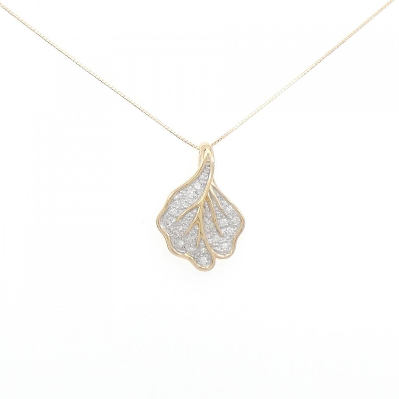 K18YG/K18WG Leaf Diamond Necklace 0.30CT