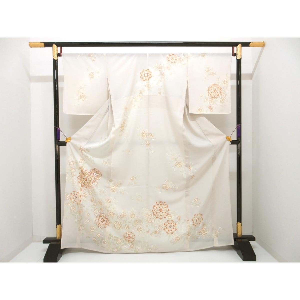 【新品】単衣　駒絽訪問着　友禅金彩加工　刺繍入りボカシ染