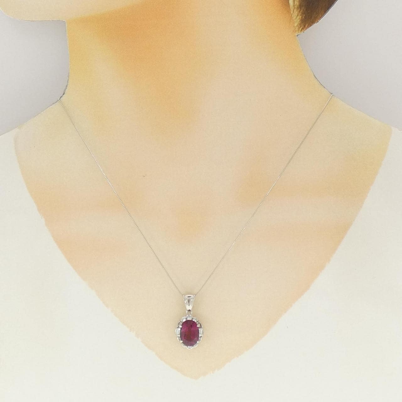 PT900/PT850 ガーネット ネックレス 4.19CT