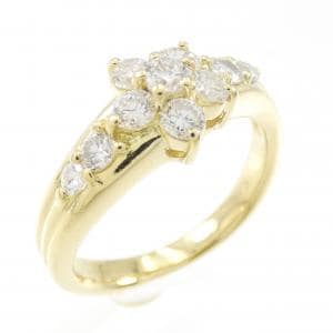 K18YG フラワー ダイヤモンド リング 0.51CT