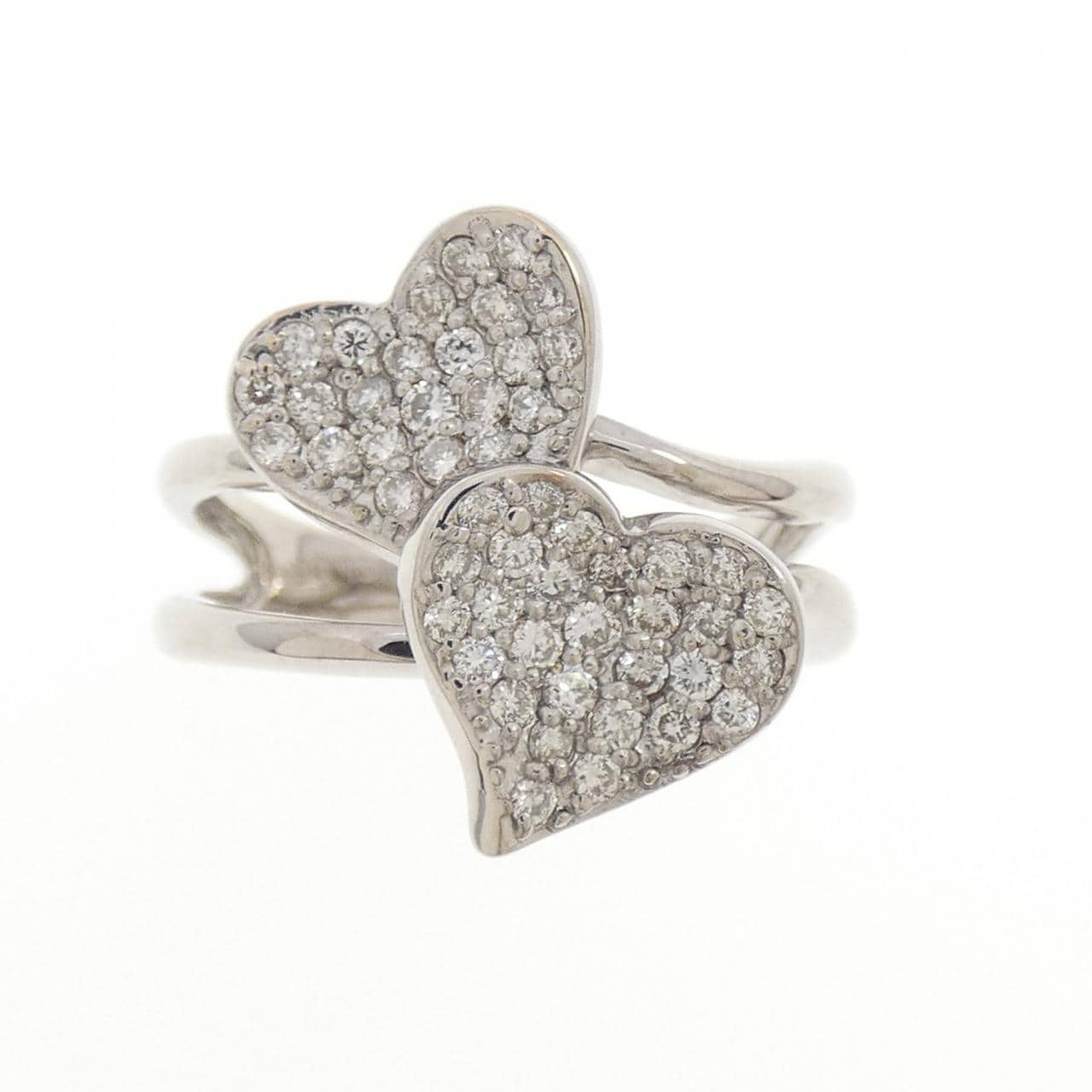 K18WG ハート パヴェ ダイヤモンド リング 0.50CT