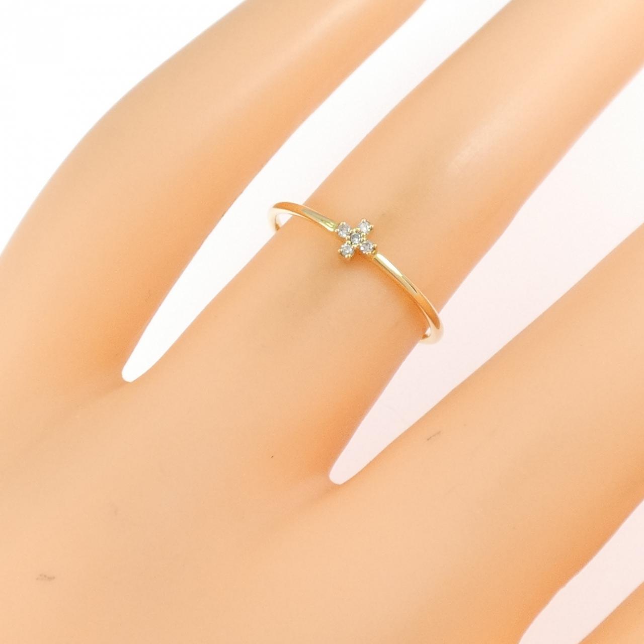K18YG cross Diamond ring