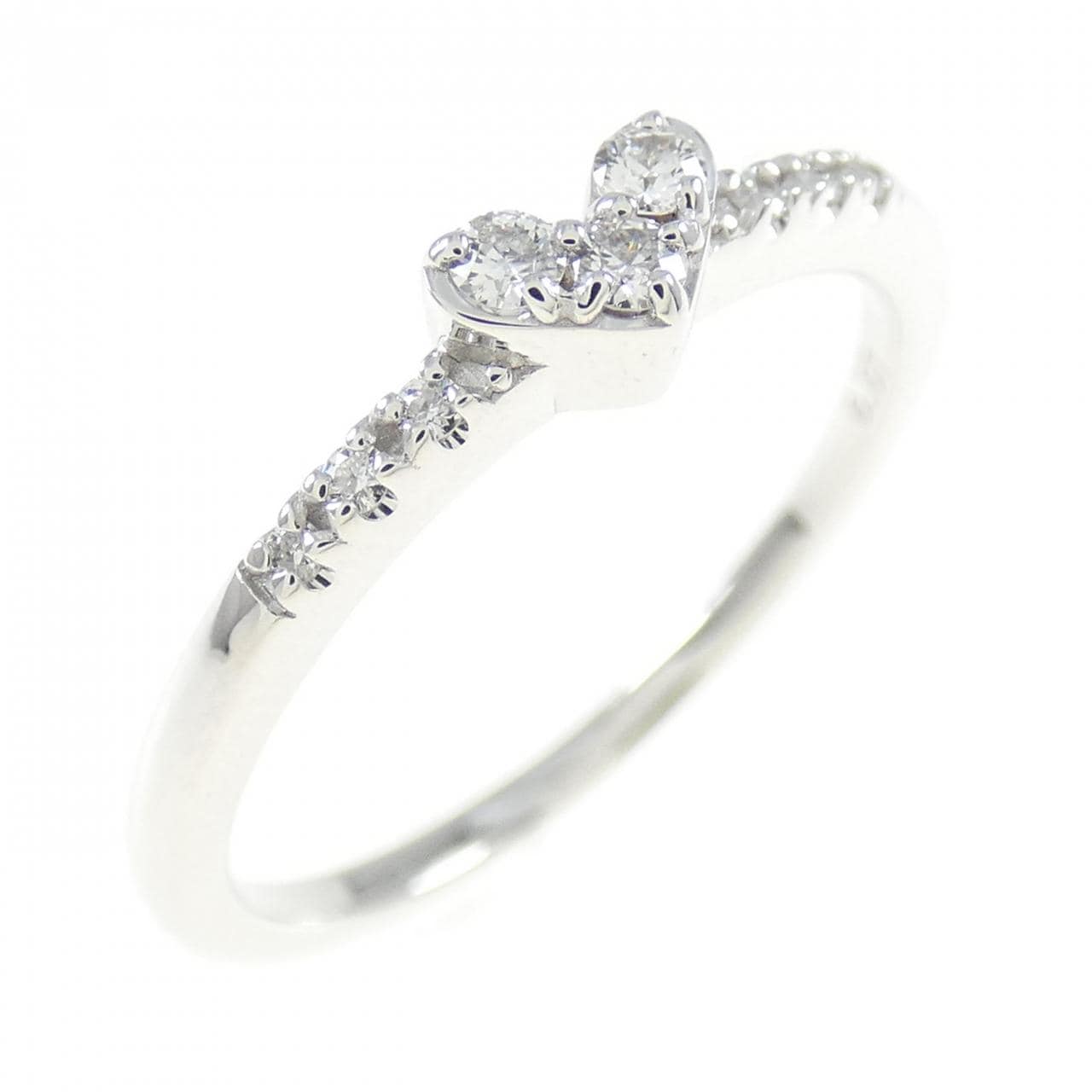 K18WG ハート ダイヤモンド リング 0.07CT