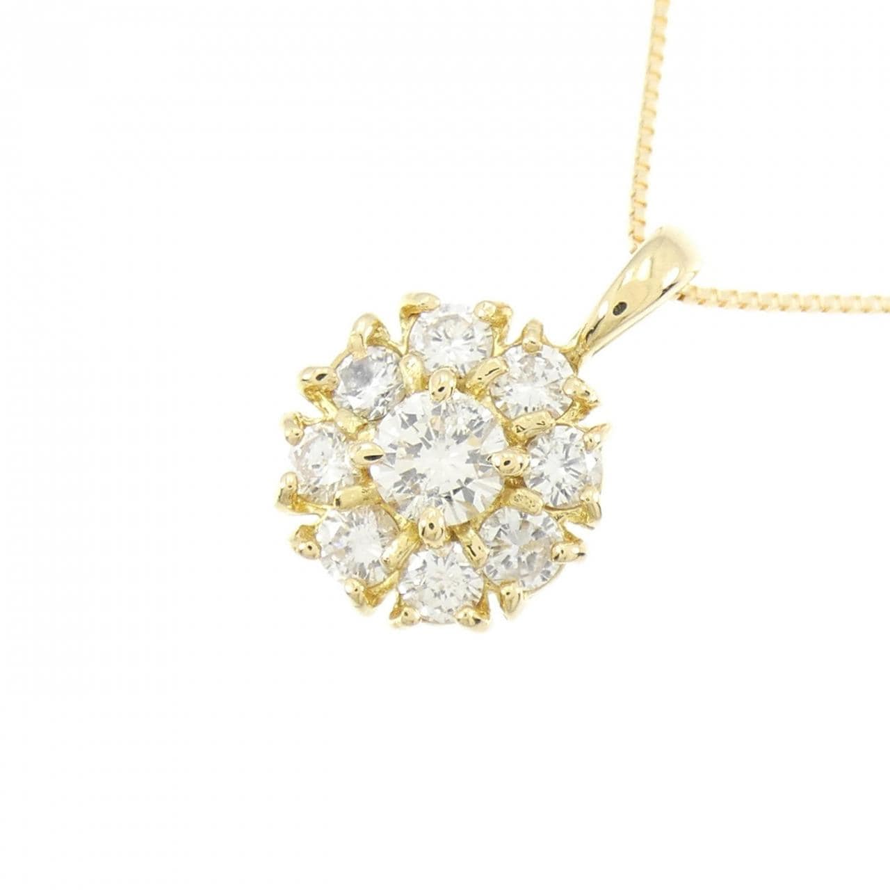 K18YG Flower Diamond Necklace 0.66CT