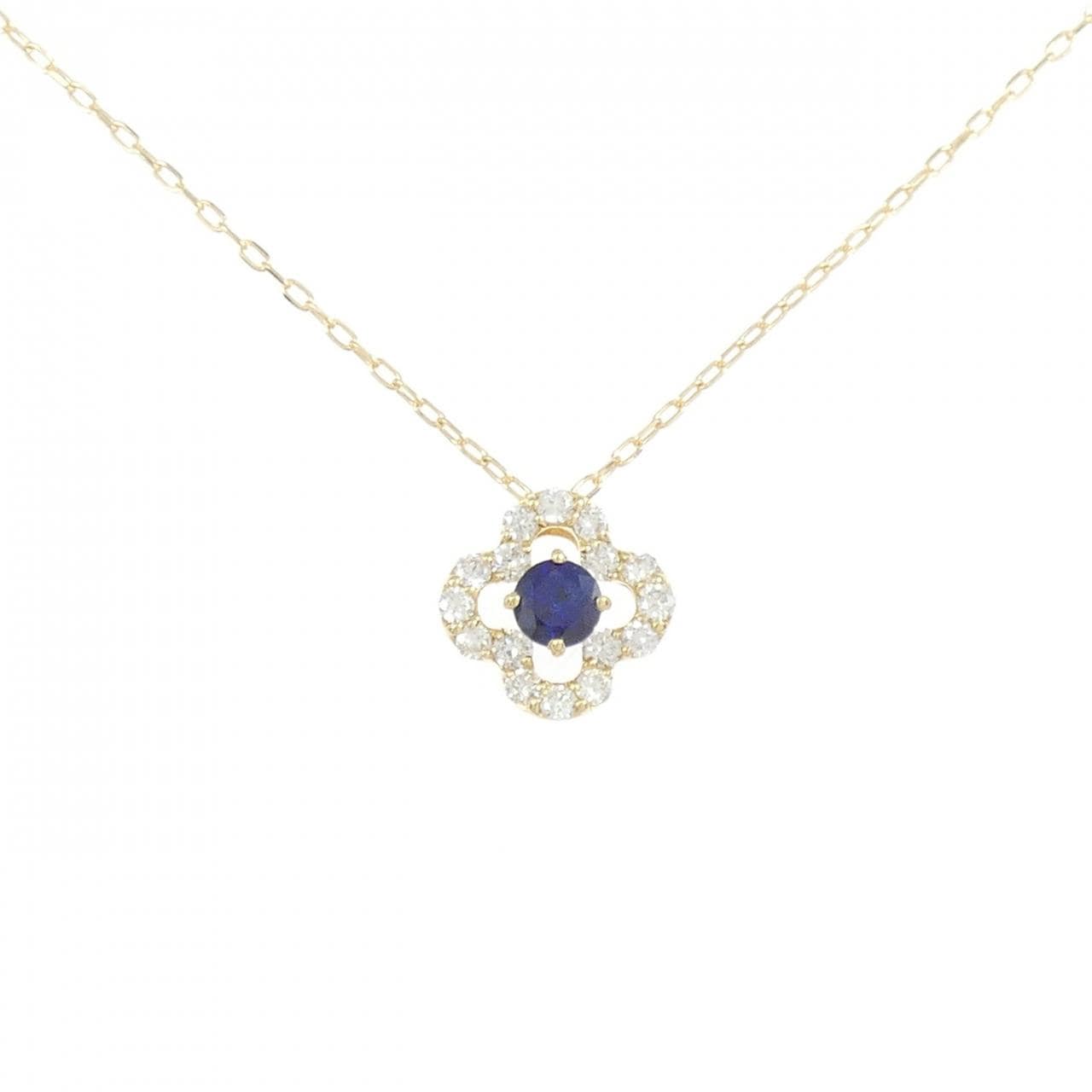 K18YG Flower Sapphire Necklace 0.28CT