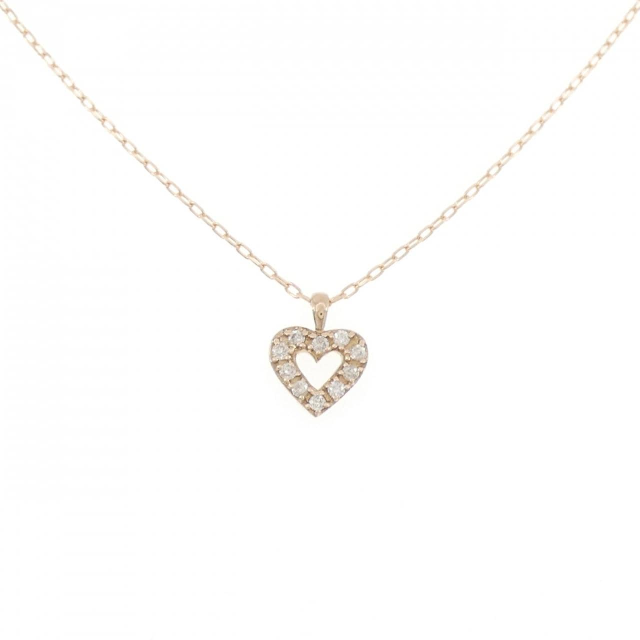 K18PG ハート ダイヤモンド ネックレス 0.10CT