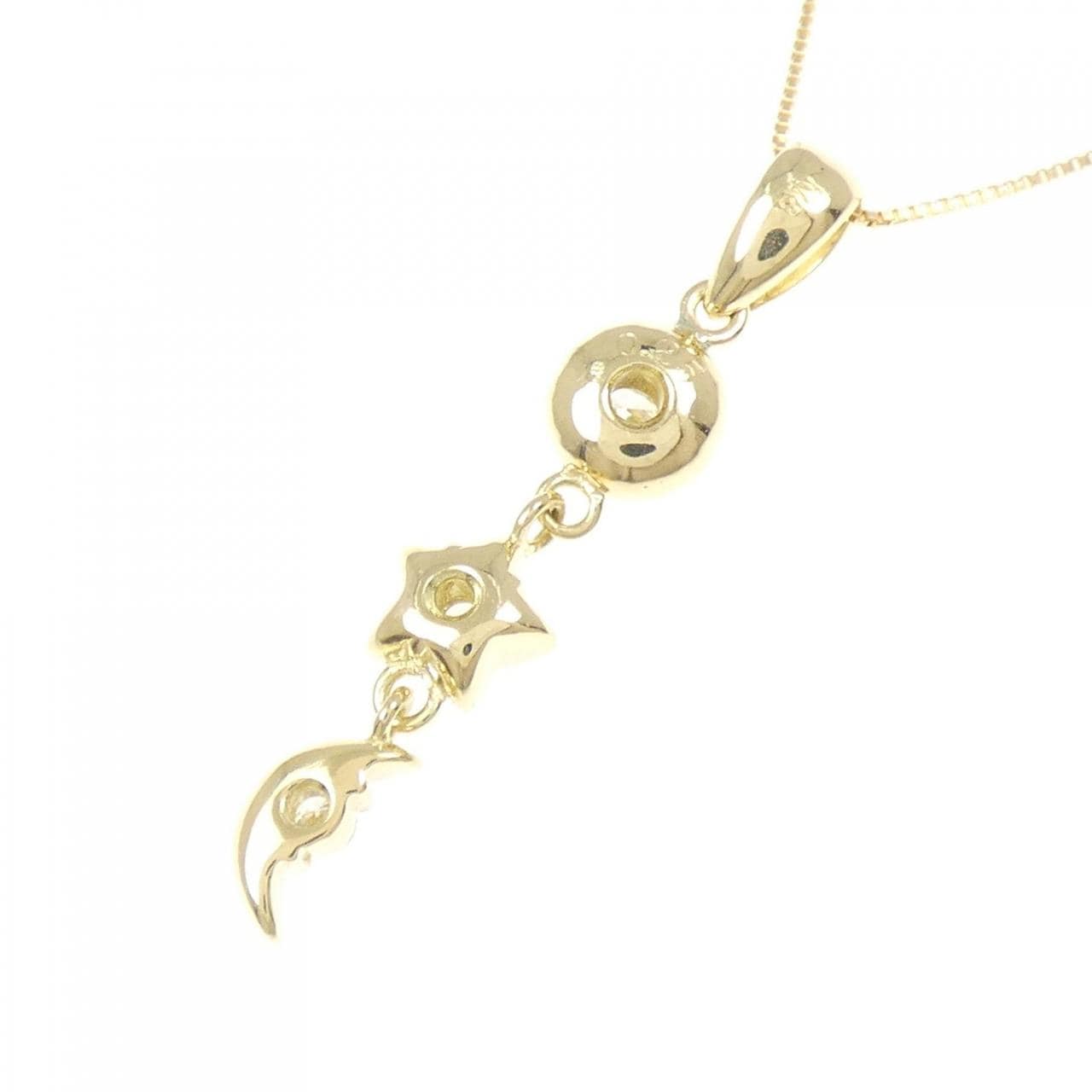 K18YG スター×ムーン ダイヤモンド ネックレス 0.25CT
