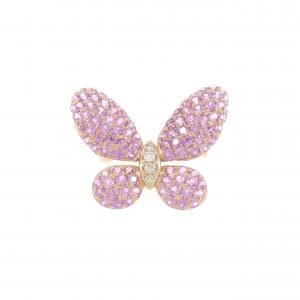 K18PG バタフライ サファイヤ ブローチ 2.20CT