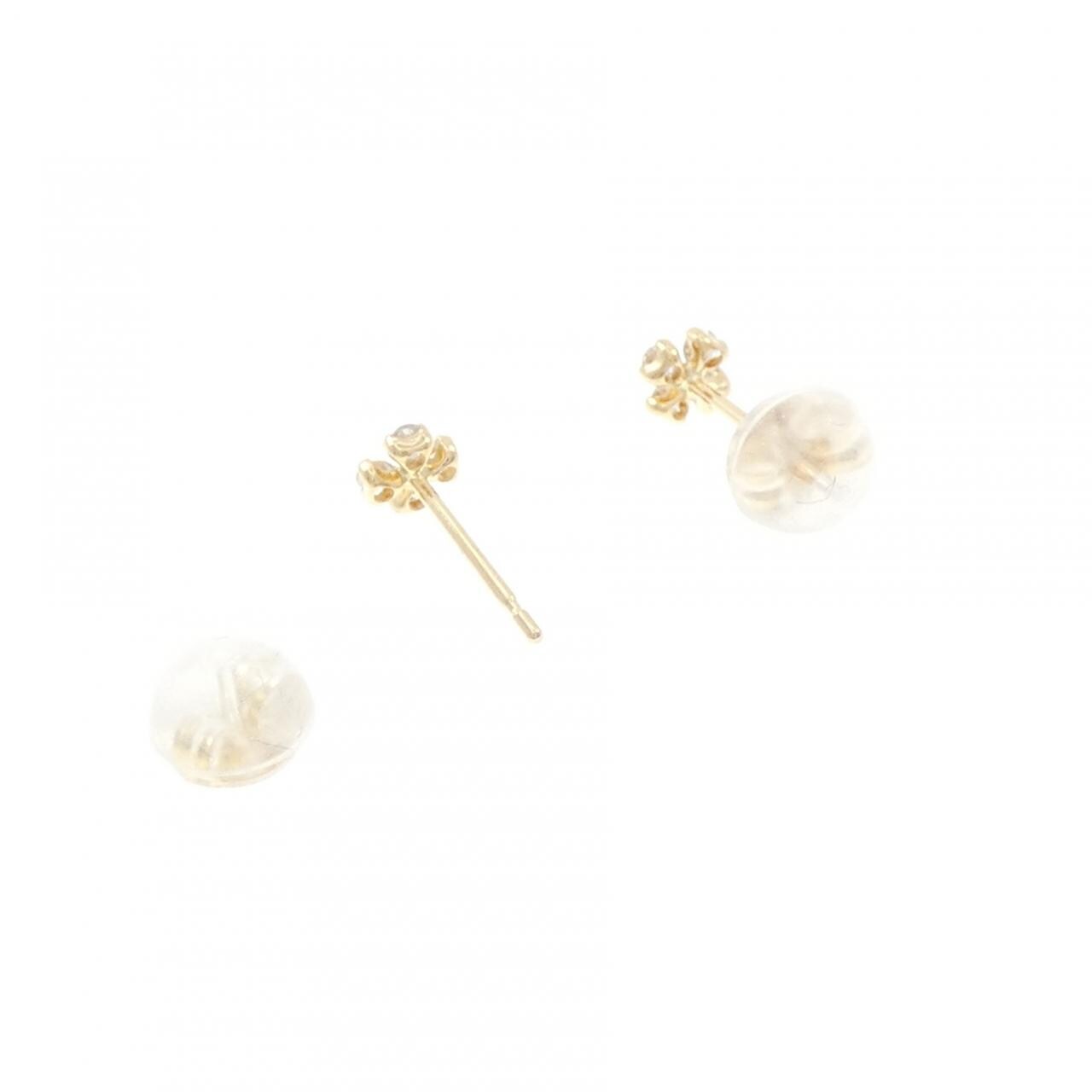 K18YG フラワー ダイヤモンド ピアス 0.10CT