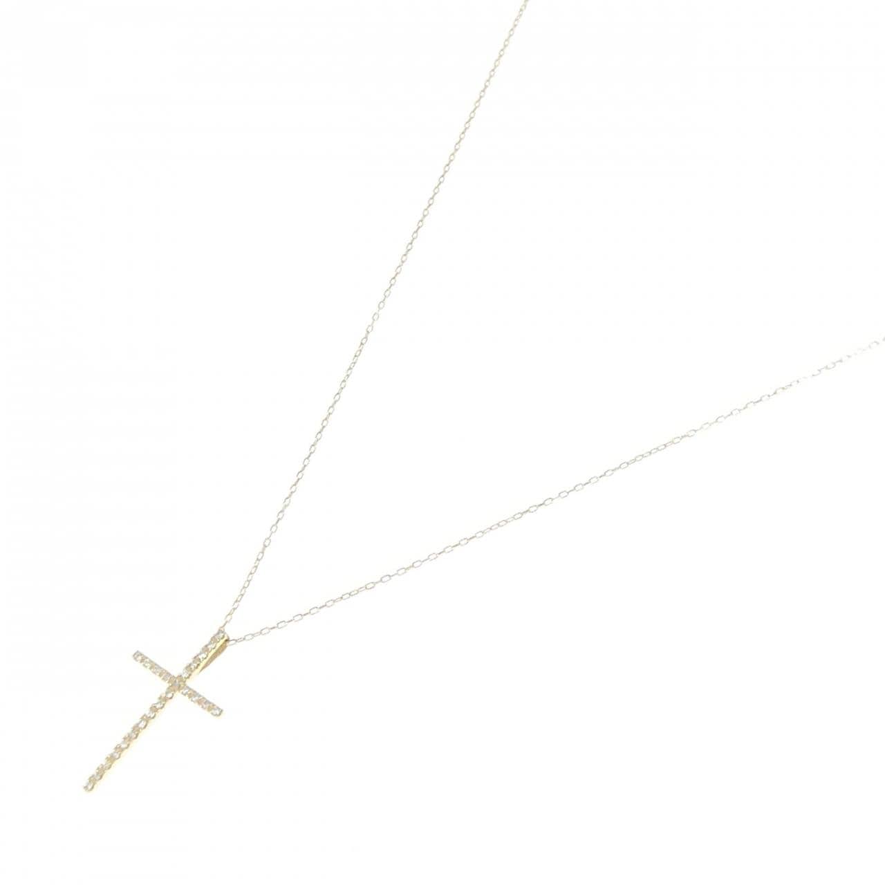 K18YG クロス ダイヤモンド ネックレス 0.10CT