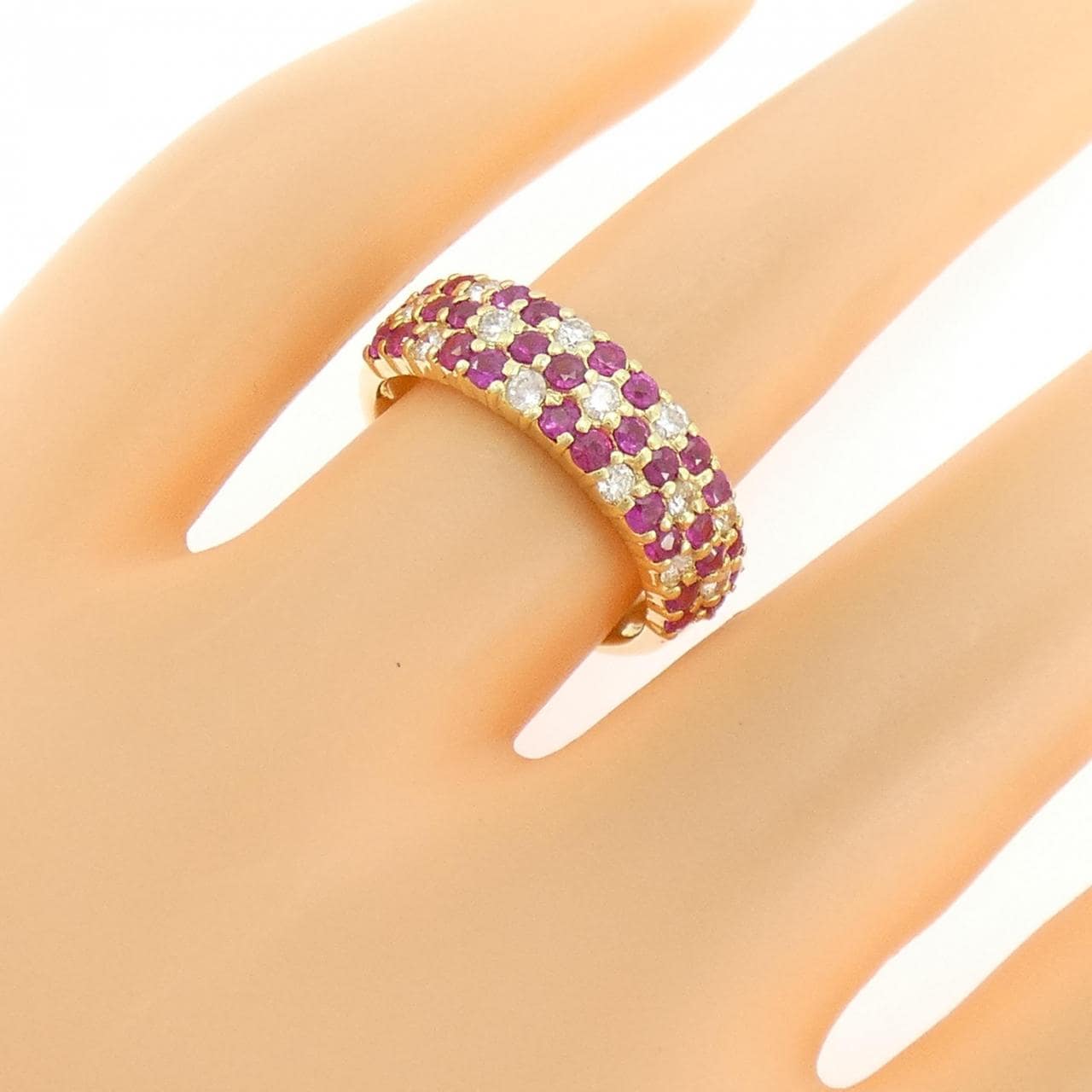 K18YG フラワー ルビー リング