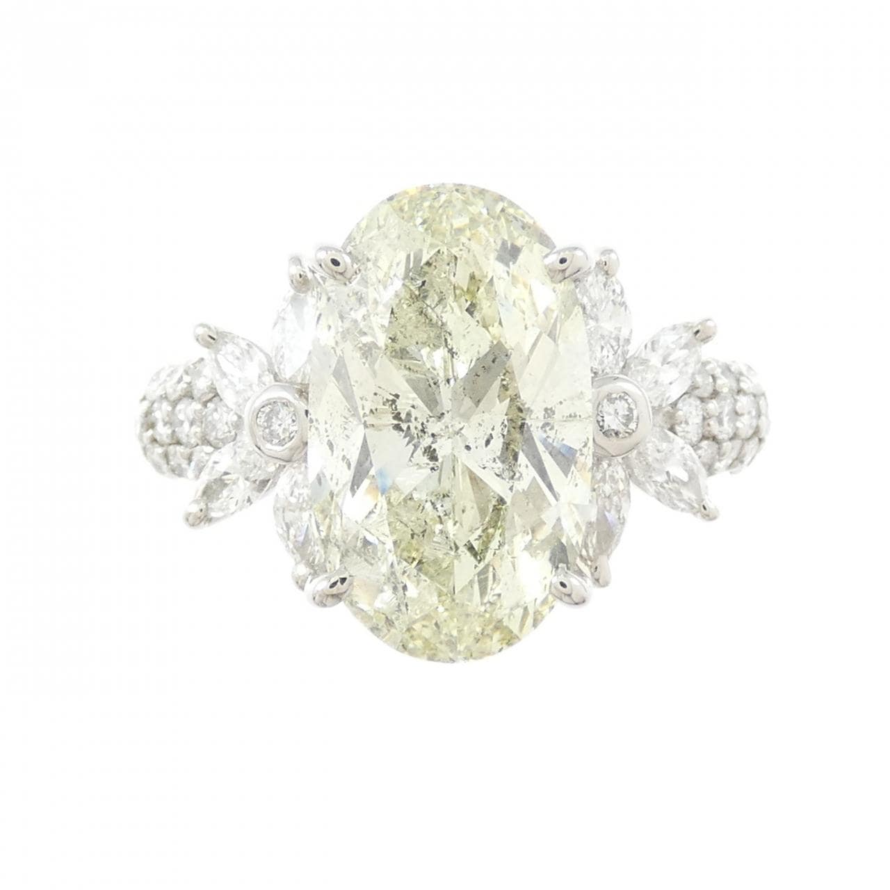PT900 ダイヤモンド リング 4.135CT VLY I1 オーバルカット
