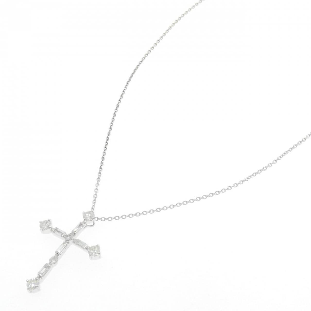 K18WG クロス ダイヤモンド ネックレス 1.00CT