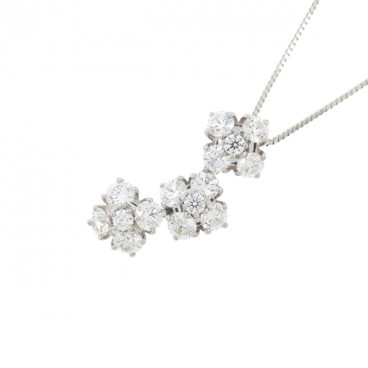 PT フラワー ダイヤモンド ネックレス 0.12CT