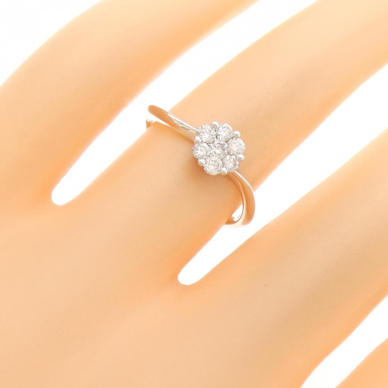 K18WG フラワー ダイヤモンド リング 0.30CT