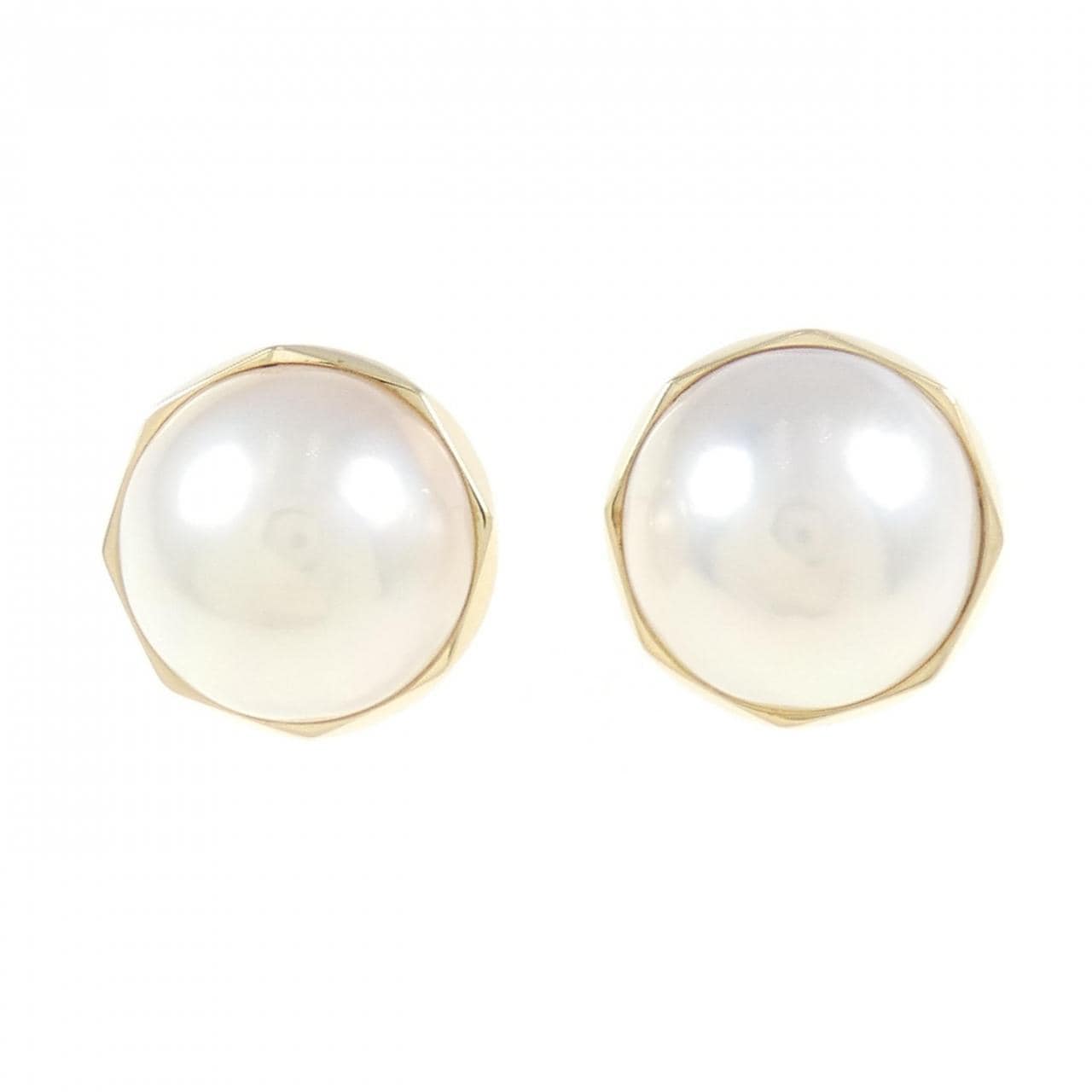 K18YG Mabe pearl earrings