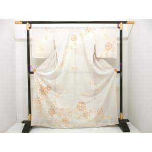 【新品】単衣　駒絽訪問着　友禅金彩加工　刺繍入りボカシ染