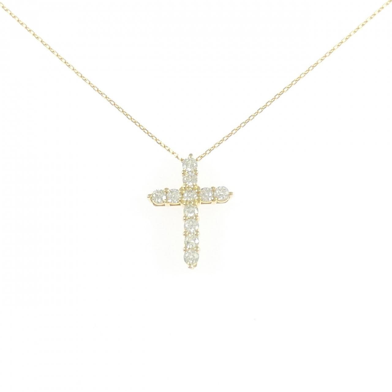 K18YG クロス ダイヤモンド ネックレス 0.30CT