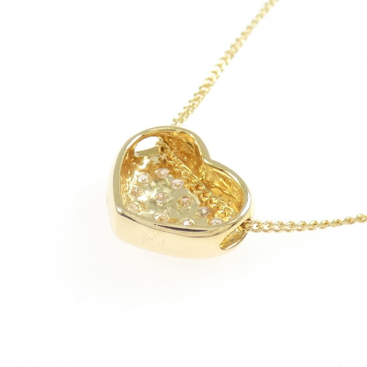 K18YG ハート ダイヤモンド ネックレス 0.10CT