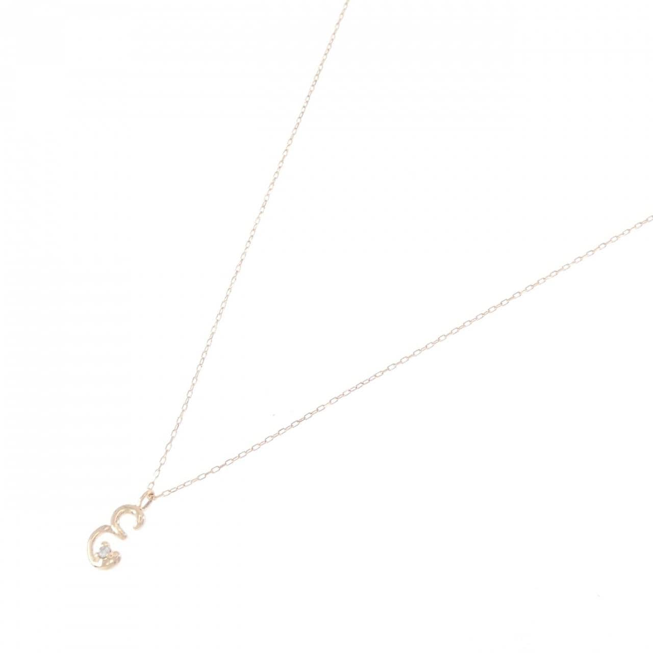 K10PG ダイヤモンド イニシャルE ネックレス 0.01CT