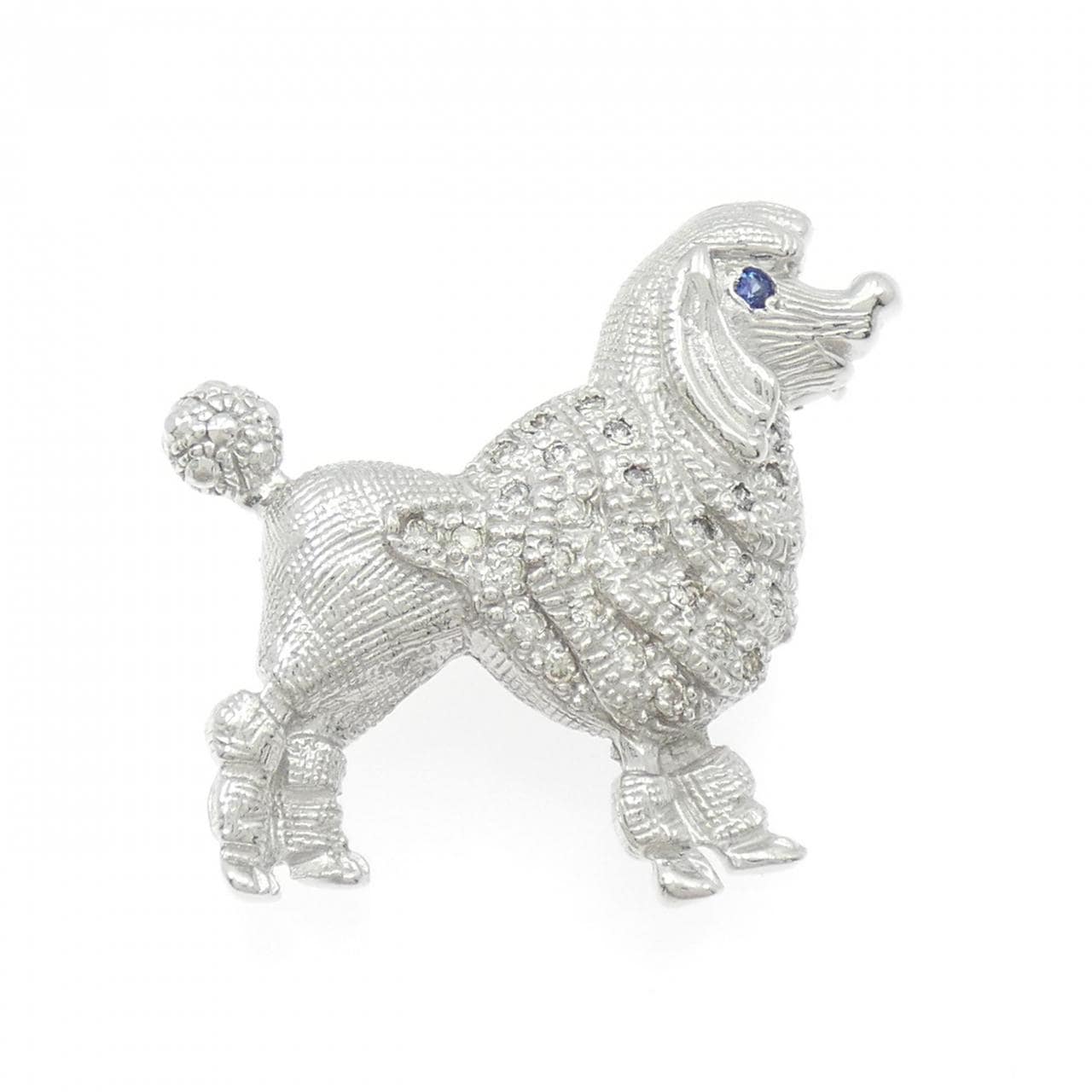 K18WG/K14WG ドッグ サファイヤ ブローチ 0.04CT