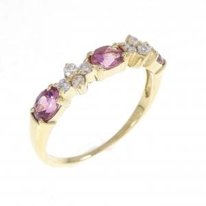 K18YG フラワー トルマリン リング