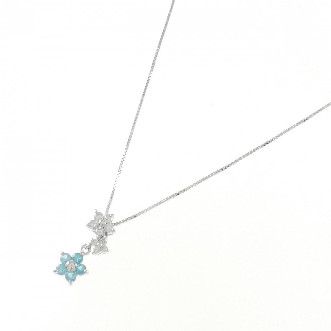 K18WG フラワー トルマリン ネックレス 0.14CT