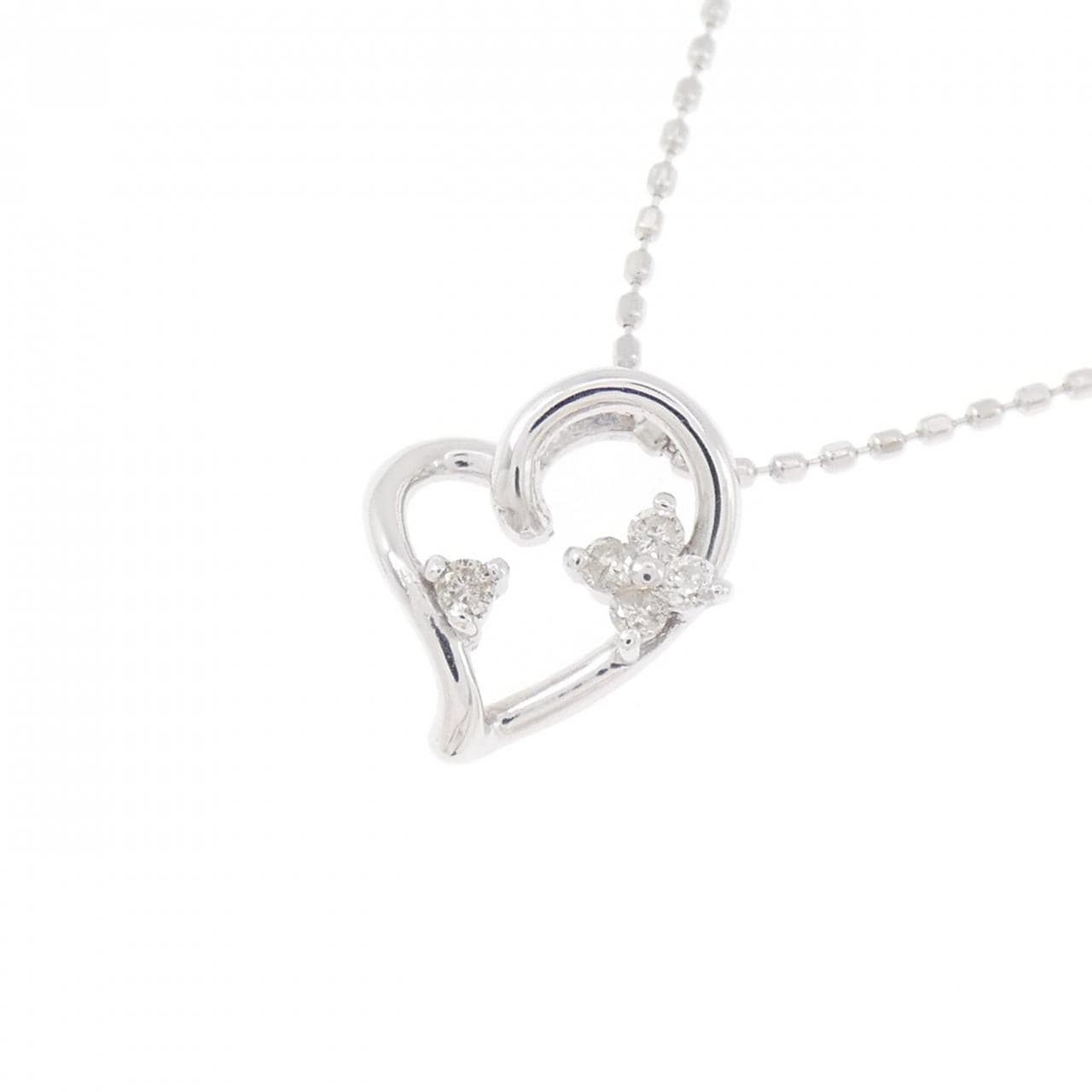 K18WG ハート ダイヤモンド ネックレス 0.05CT