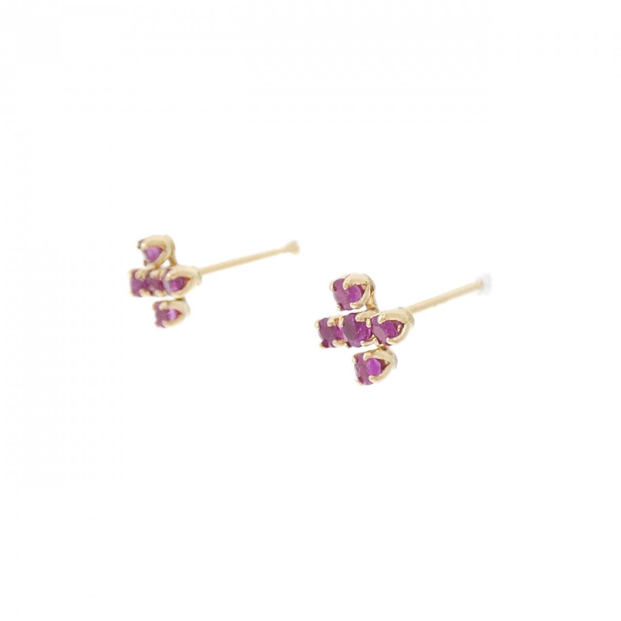 K18YG ruby earrings
