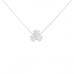 K18WG スリーストーン ダイヤモンド ネックレス 0.3CT