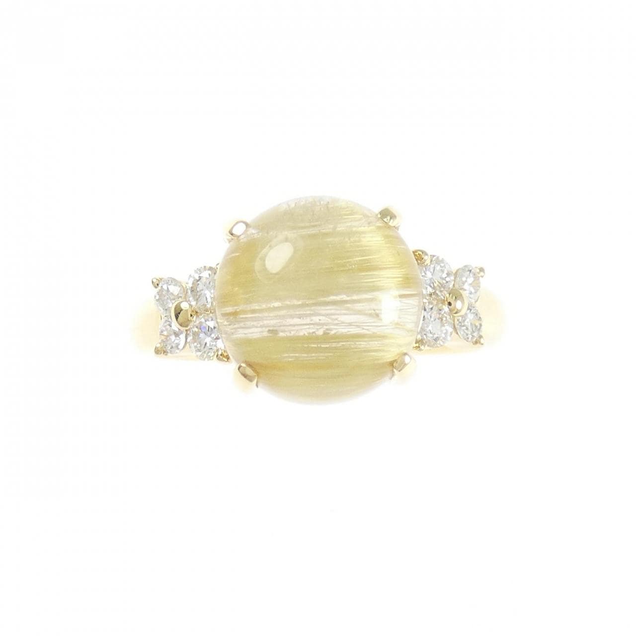K18YG フラワー ルチルクオーツ リング 4.22CT