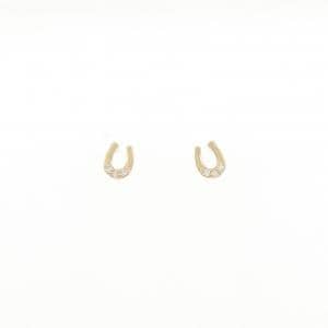 K18YG ホースシュー ダイヤモンド ピアス