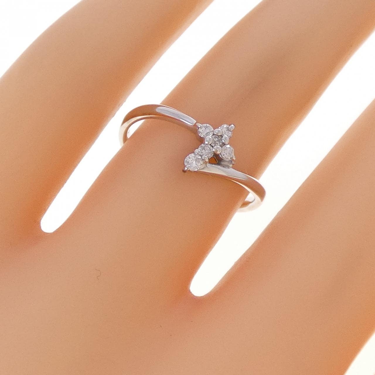 K18WG クロス ダイヤモンド リング 0.10CT