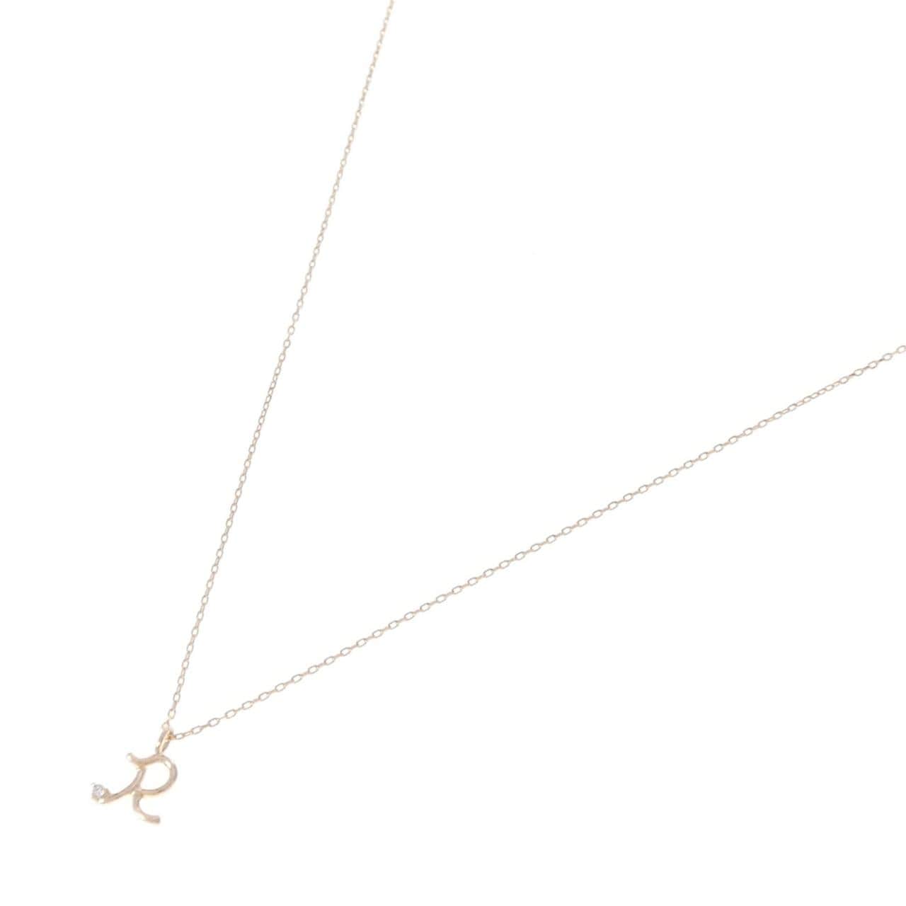 K18PG イニシャルR ダイヤモンド ネックレス 0.01CT