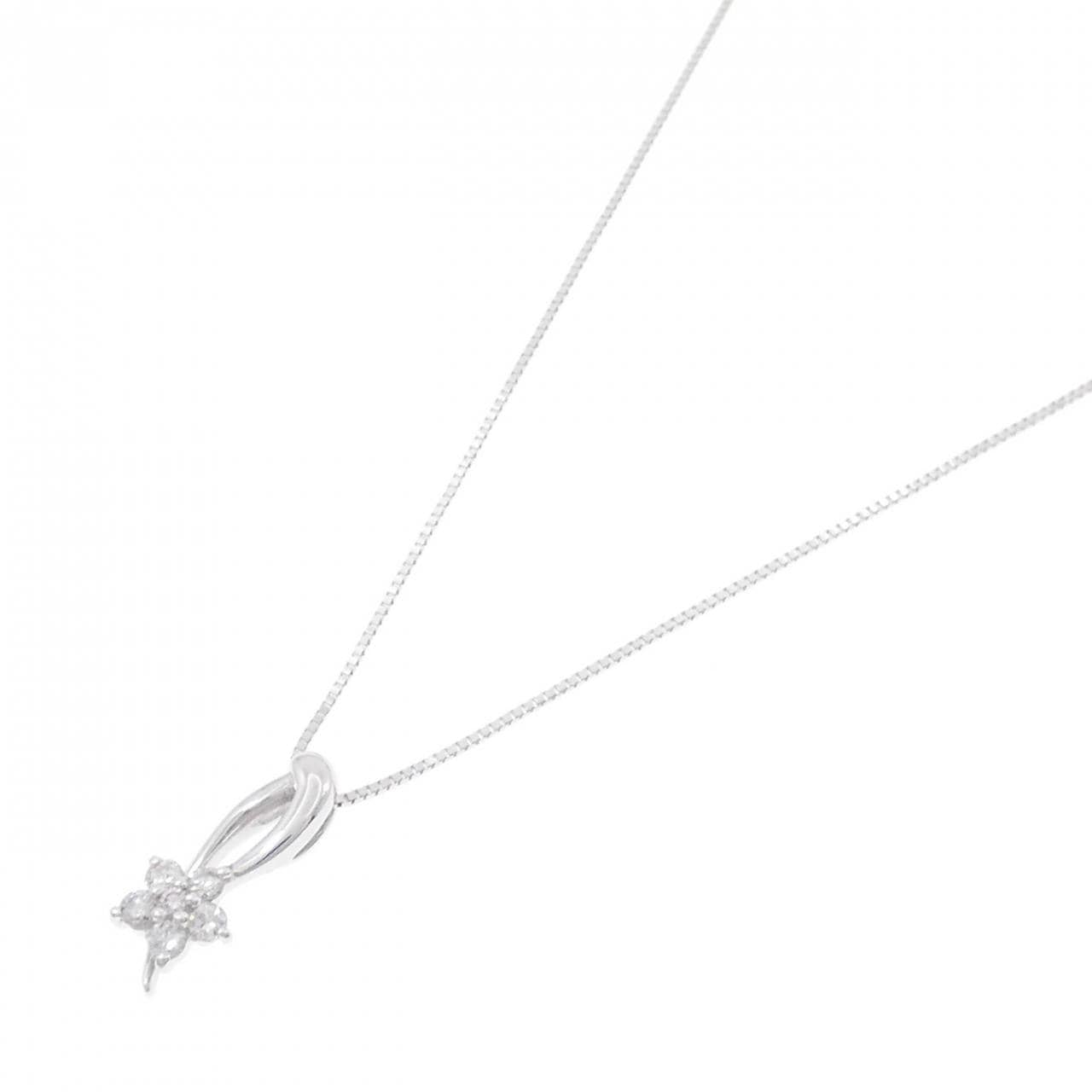 K18WG フラワー ピンクダイヤモンド ネックレス 0.01CT