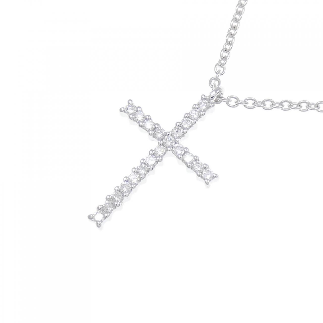750WG Cross Diamond Necklace 0.18CT