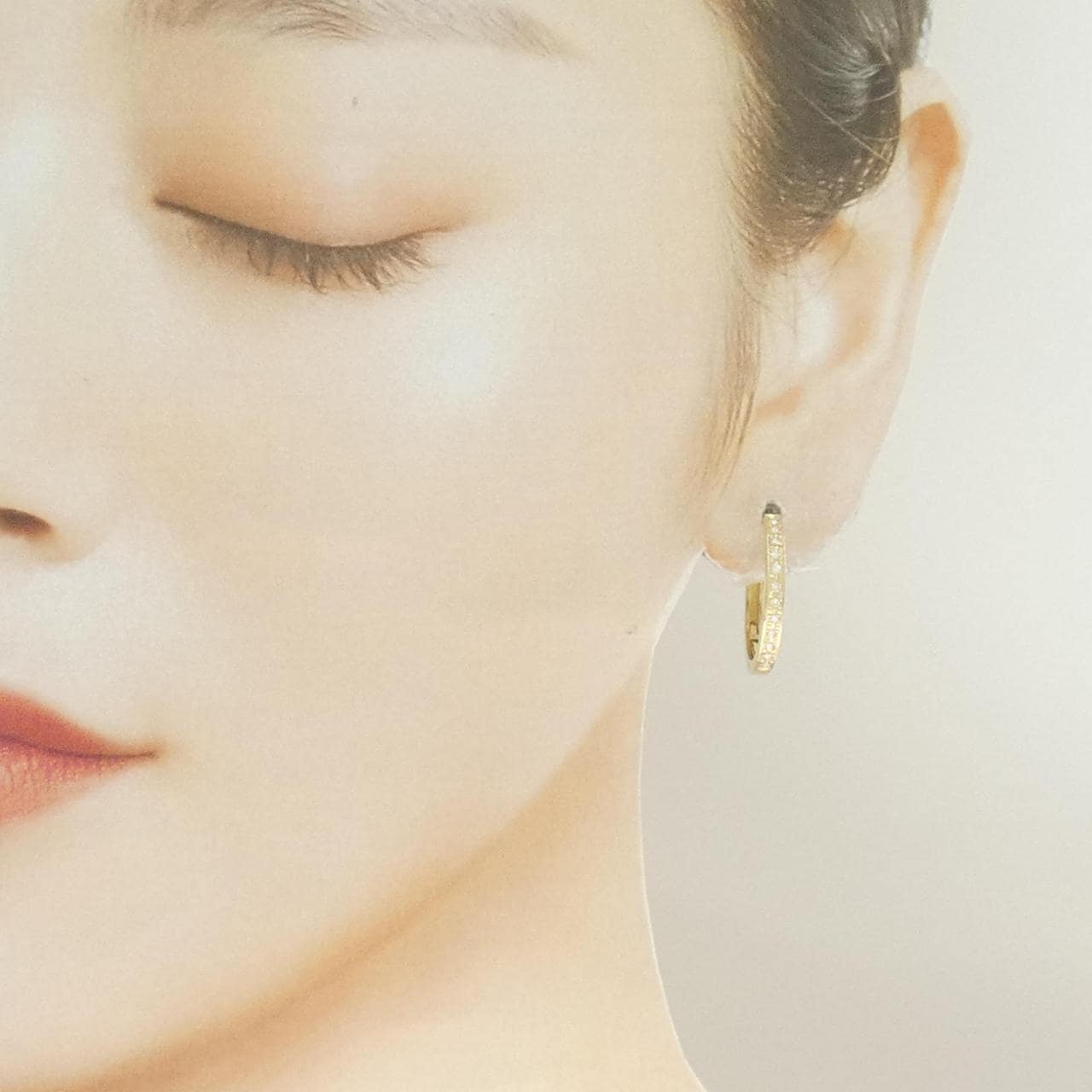 K18YG ダイヤモンド フープ ピアス 0.22CT