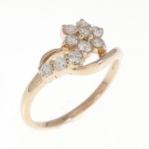K18PG フラワー ダイヤモンド リング 0.30CT
