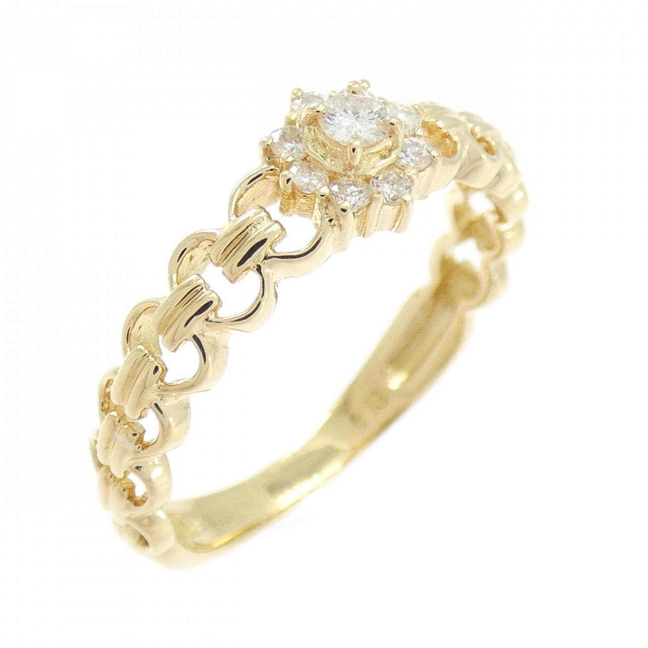 K18YG フラワー ダイヤモンド リング 0.13CT