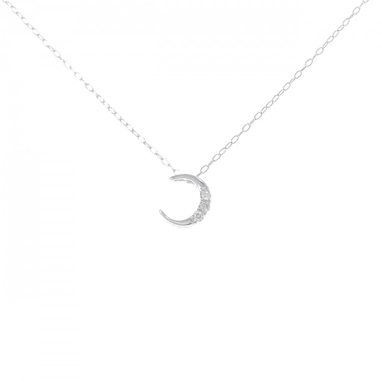 K10WG ムーン ダイヤモンド ネックレス 0.02CT