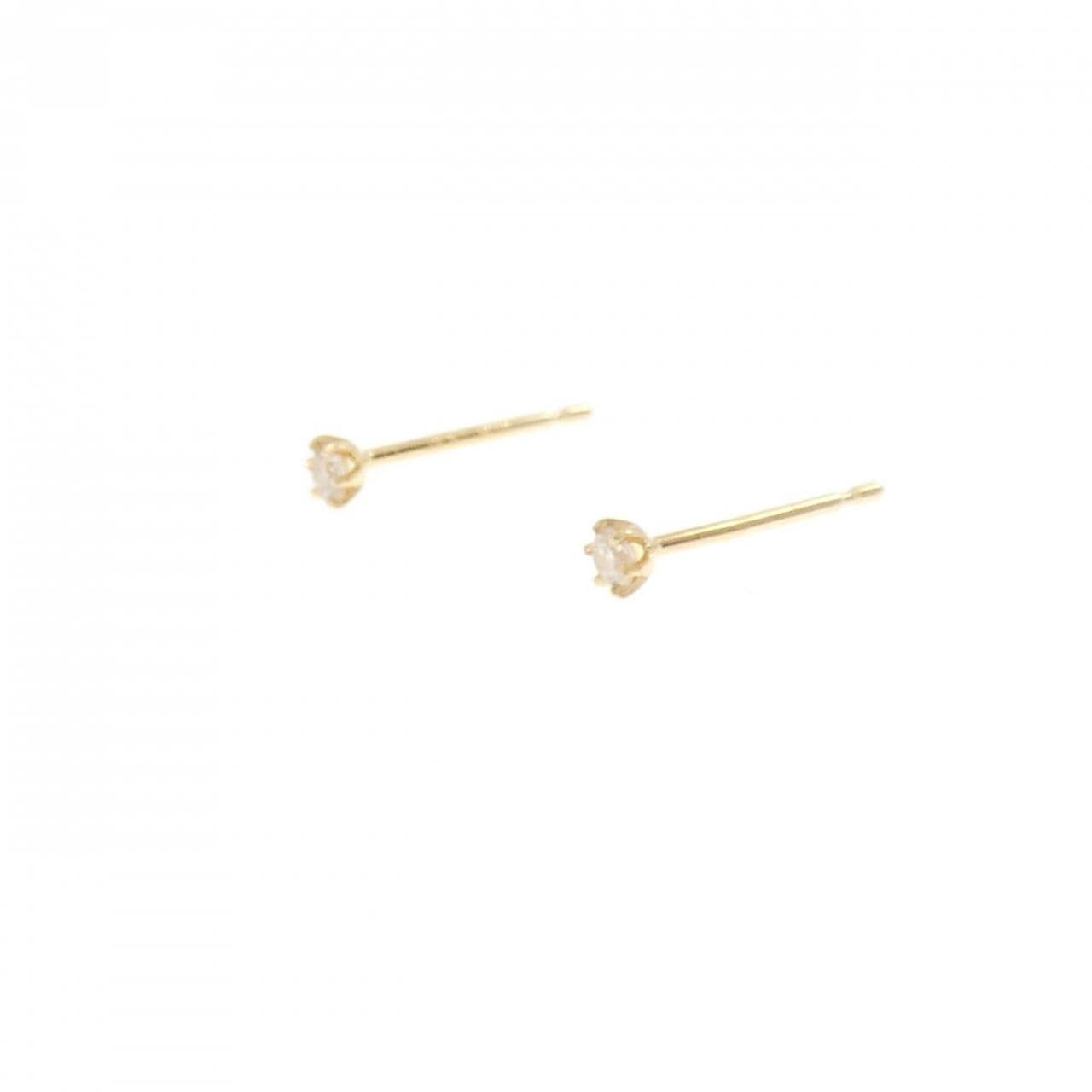 K18YG ソリティア ダイヤモンド ピアス 0.06CT