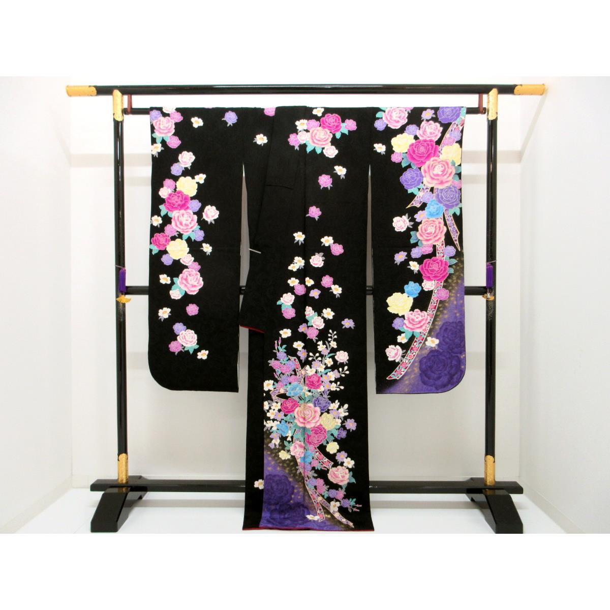振袖　友禅金彩加工　刺繍入りボカシ染