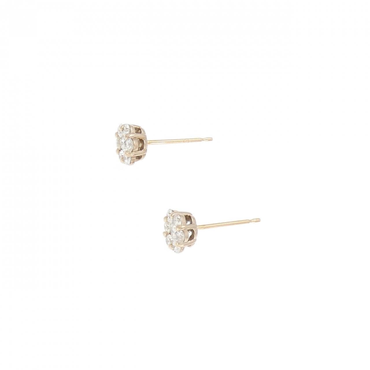 K18PG フラワー ダイヤモンド ピアス 0.50CT