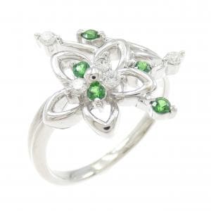 PT900 フラワー グリーンガーネット リング 0.168CT