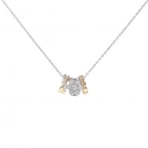 K18WG/K18PG フラワー ダイヤモンド ネックレス 0.02CT