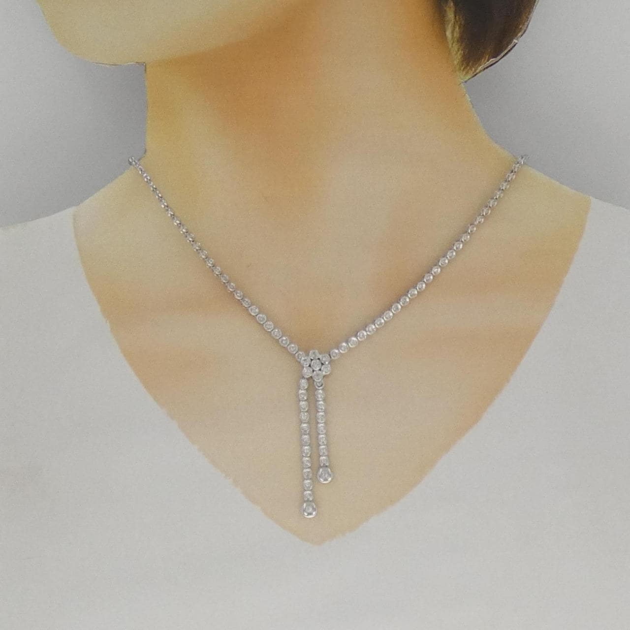 K18WG ダイヤモンド ネックレス 1.50CT