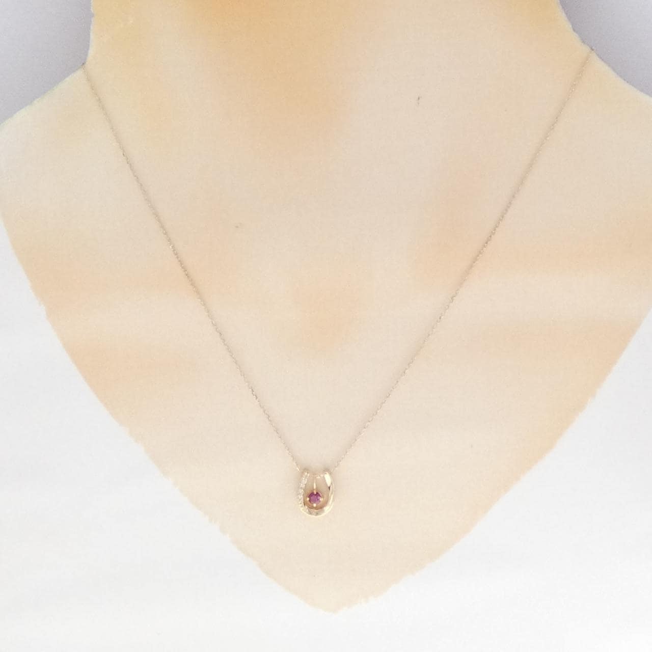 K18PG 2WAY马蹄红宝石项链