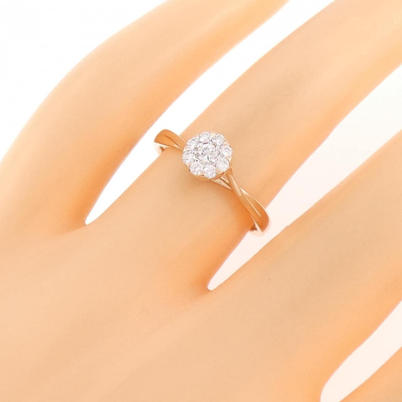 750PG フラワー ダイヤモンド リング 0.08CT